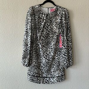 LDT Tan Cheetah Print Sheath Midi Date Dress Lined Women’s Size 2 NWT‎